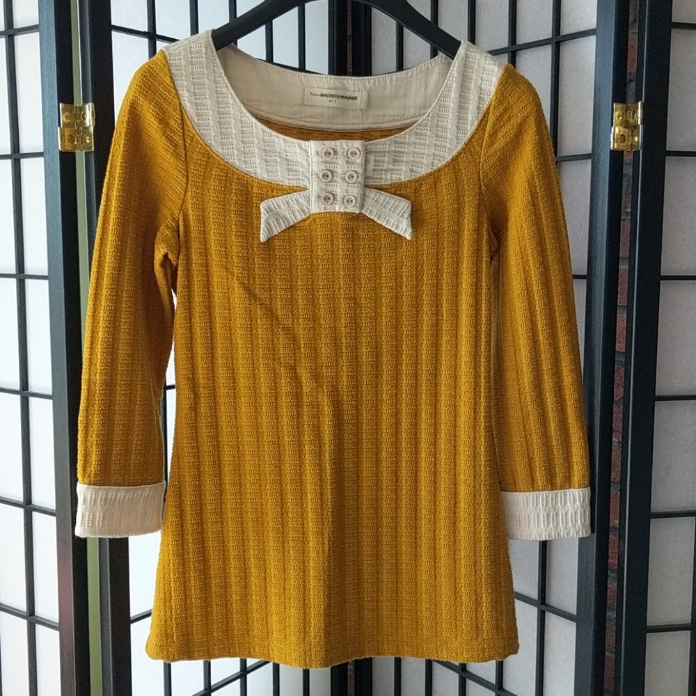 Anthropologie Textured Bow Top